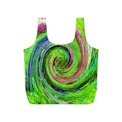 Groovy Abstract Green And Crimson Liquid Swirl Full Print Recycle Bag (s)
