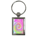 Groovy Abstract Pink And Blue Liquid Swirl Painting Key Chains (Rectangle)  Front