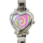 Groovy Abstract Pink And Blue Liquid Swirl Painting Heart Italian Charm Watch Front