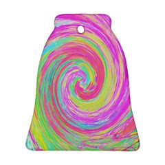 Groovy Abstract Pink And Blue Liquid Swirl Painting Ornament (bell) by myrubiogarden