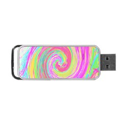 Groovy Abstract Pink And Blue Liquid Swirl Painting Portable Usb Flash (one Side) by myrubiogarden