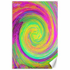 Groovy Abstract Purple And Yellow Liquid Swirl Canvas 24  X 36 