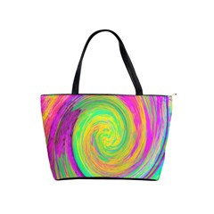 Groovy Abstract Purple And Yellow Liquid Swirl Classic Shoulder Handbag by myrubiogarden