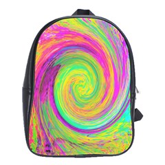 Groovy Abstract Purple And Yellow Liquid Swirl School Bag (large) by myrubiogarden