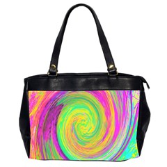 Groovy Abstract Purple And Yellow Liquid Swirl Oversize Office Handbag (2 Sides) by myrubiogarden
