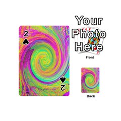 Groovy Abstract Purple And Yellow Liquid Swirl Playing Cards 54 (mini) by myrubiogarden