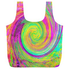 Groovy Abstract Purple And Yellow Liquid Swirl Full Print Recycle Bag (xl) by myrubiogarden