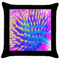 Pink, Blue And Yellow Abstract Coneflower Throw Pillow Case (black) by myrubiogarden