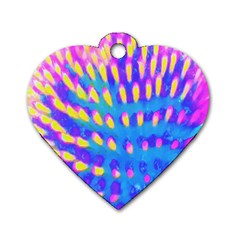 Pink, Blue And Yellow Abstract Coneflower Dog Tag Heart (one Side) by myrubiogarden