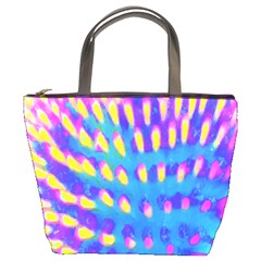 Pink, Blue And Yellow Abstract Coneflower Bucket Bag by myrubiogarden