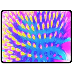 Pink, Blue And Yellow Abstract Coneflower Double Sided Fleece Blanket (large)  by myrubiogarden