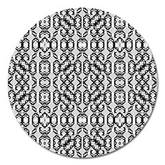 Black And White Intricate Modern Geometric Pattern Magnet 5  (round) by dflcprintsclothing