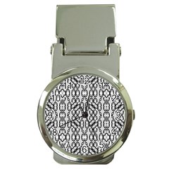 Black And White Intricate Modern Geometric Pattern Money Clip Watches by dflcprintsclothing