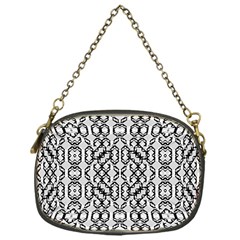 Black And White Intricate Modern Geometric Pattern Chain Purse (one Side) by dflcprintsclothing