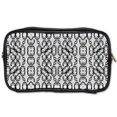 Black And White Intricate Modern Geometric Pattern Toiletries Bag (two Sides) by dflcprintsclothing