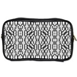 Black And White Intricate Modern Geometric Pattern Toiletries Bag (Two Sides) Front