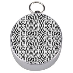 Black And White Intricate Modern Geometric Pattern Silver Compasses by dflcprintsclothing