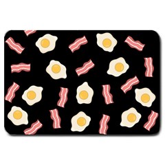 Bacon And Egg Pop Art Pattern Large Doormat  by Valentinaart