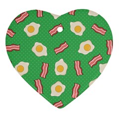 Bacon And Egg Pop Art Pattern Ornament (heart) by Valentinaart