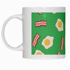 Bacon And Egg Pop Art Pattern White Mugs by Valentinaart
