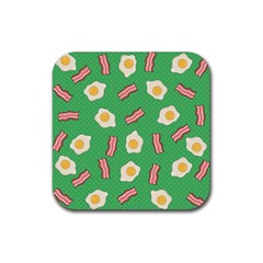 Bacon and Egg Pop Art Pattern Rubber Coaster (Square) 