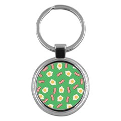 Bacon And Egg Pop Art Pattern Key Chains (round)  by Valentinaart