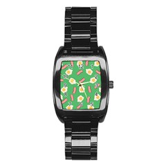 Bacon and Egg Pop Art Pattern Stainless Steel Barrel Watch