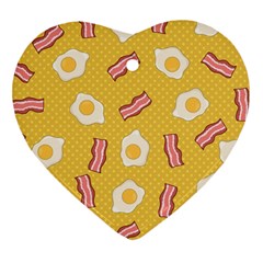 Bacon And Egg Pop Art Pattern Heart Ornament (two Sides) by Valentinaart