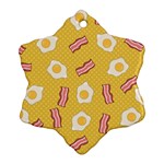 Bacon and Egg Pop Art Pattern Snowflake Ornament (Two Sides) Back