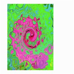 Groovy Abstract Green And Red Lava Liquid Swirl Small Garden Flag (two Sides) by myrubiogarden
