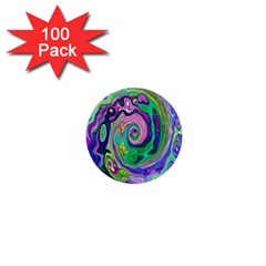 Groovy Abstract Aqua And Navy Lava Liquid Swirl 1  Mini Buttons (100 Pack)  by myrubiogarden