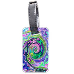 Groovy Abstract Aqua And Navy Lava Liquid Swirl Luggage Tags (two Sides) by myrubiogarden