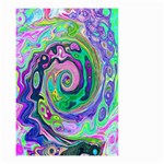 Groovy Abstract Aqua And Navy Lava Liquid Swirl Small Garden Flag (Two Sides) Front
