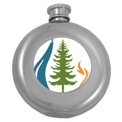 Forest Christmas Tree Spruce Round Hip Flask (5 Oz)