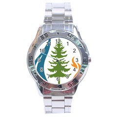 Forest Christmas Tree Spruce Stainless Steel Analogue Watch