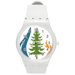 Forest Christmas Tree Spruce Round Plastic Sport Watch (m)