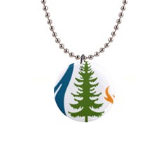 Forest Christmas Tree Spruce 1  Button Necklace