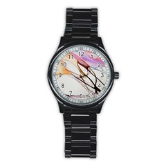 Art Painting Abstract Canvas Stainless Steel Round Watch by Pakrebo