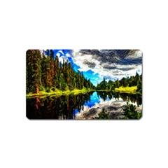 Color Lake Mountain Painting Magnet (name Card) by Pakrebo
