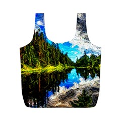 Color Lake Mountain Painting Full Print Recycle Bag (m) by Pakrebo