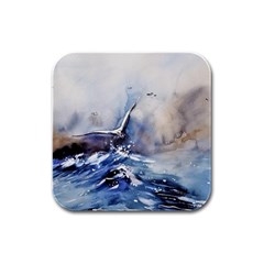 Art Painting Sea Storm Seagull Rubber Square Coaster (4 Pack)  by Pakrebo