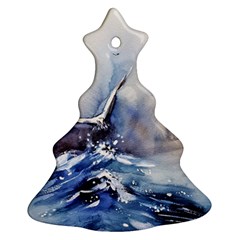 Art Painting Sea Storm Seagull Christmas Tree Ornament (two Sides)