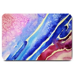 Painting Abstract Blue Pink Spots Large Doormat  by Pakrebo