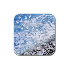 Coast Beach Shell Conch Water Rubber Square Coaster (4 Pack)  by Pakrebo