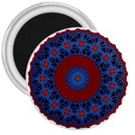 Mandala Pattern Round Ethnic 3  Magnets Front