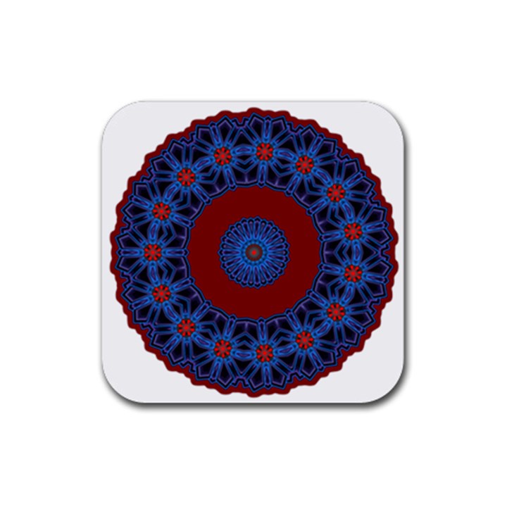 Mandala Pattern Round Ethnic Rubber Coaster (Square) 