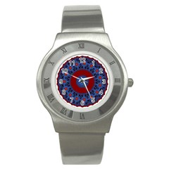 Mandala Pattern Round Ethnic Stainless Steel Watch