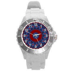 Mandala Pattern Round Ethnic Round Plastic Sport Watch (L)