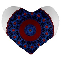 Mandala Pattern Round Ethnic Large 19  Premium Heart Shape Cushions