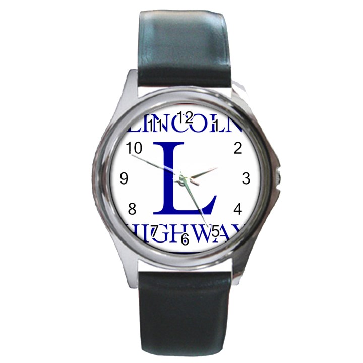 Lincoln Highway Marker Round Metal Watch